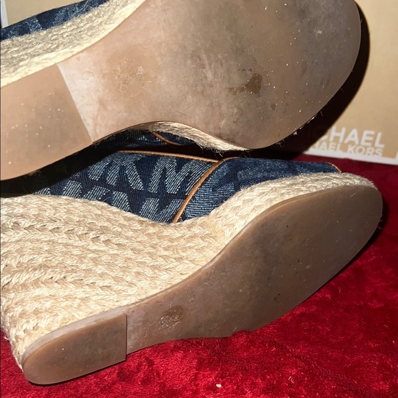 Michael Kors Blue and Cream Wedge Shoes - Picture 6 of 9